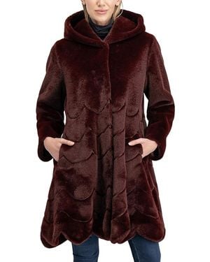 Lyla Grant Faux Fur Mink Reversible Parka Coat - Red