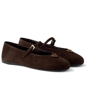 Prada Suede Ballerinas - Brown