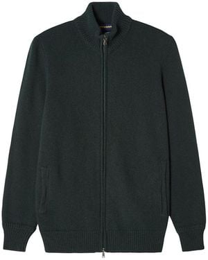 Robert Talbott Graham Cashmere Blend Full Zip Sweater - Black