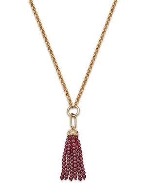 Bloomingdale's Fine Collection Beaded Garnet & Diamond Accent Pendant Necklace - Metallic