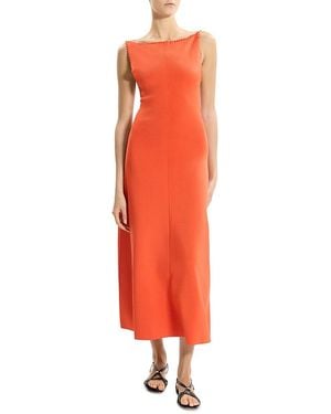 Theory Embroidered Detail Midi Dress - Orange