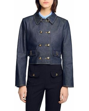 Sandro Tailored Denim Jacket - Blue