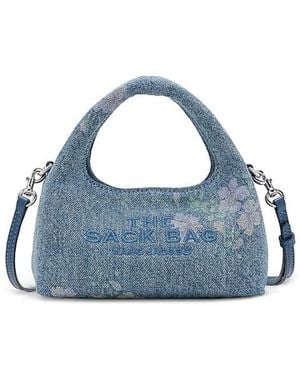 Marc Jacobs The Sack Micro Antique Floral Denim Crossbody - Blue