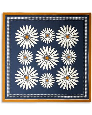 Sandro Daisy Bouquet Silk Scarf - Blue