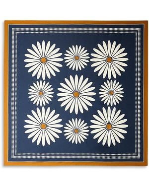 Sandro Daisy Bouquet Silk Scarf - Blue