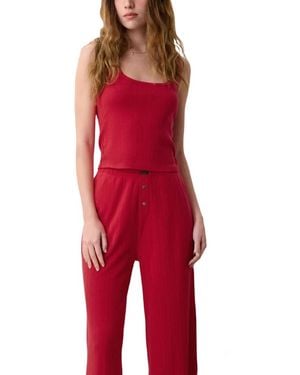 Lunya Pointelle Scoop Neck Tank - Red