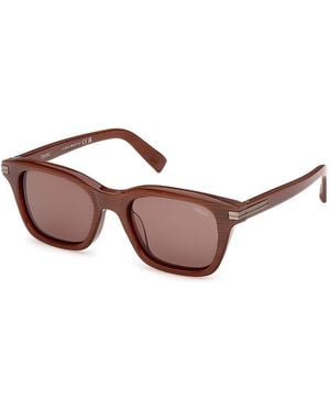ZEGNA Rectangular Sunglasses, 54Mm - Brown