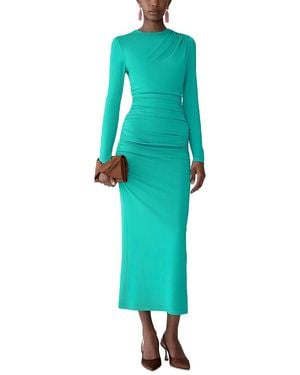 Carolina Herrera Draped Mock Neck Dress - Green