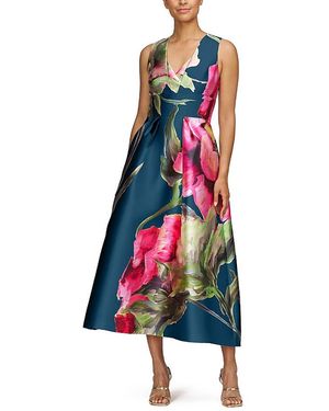 Kay Unger Regina Tea Length Dress - Red