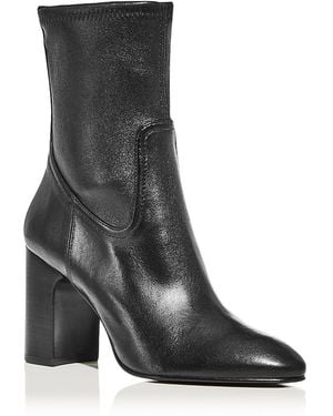 Stuart Weitzman Mulberry Stretch Leather Ankle Boots - Black