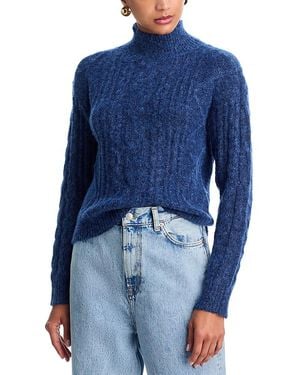 Aqua Erin Cable Knit Turtleneck Sweater - Blue