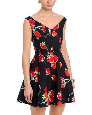 MILLY Peggy Off The Shoulder Printed Mini Dress - Black