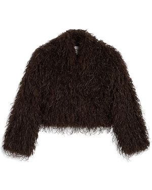 Apparis Ginette Mongolian Faux Fur Jacket - Black