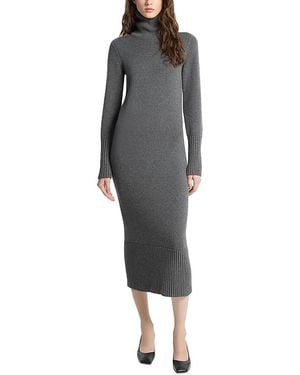 Michael Kors Merino Wool Turtleneck Long Sleeve Dress - Gray