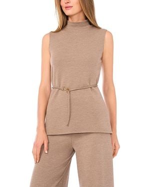 Vince Camuto Mock Neck Sleeveless Sweater - Natural