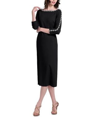EMILY SHALANT Crystal Floral Midi Dress - Black