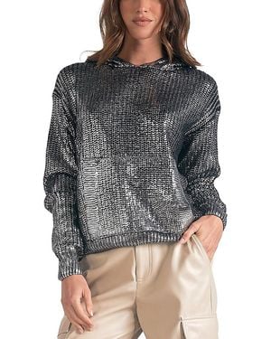 Elan Metallic Threaded Hoodie - Gray