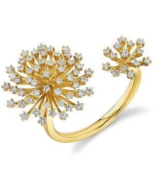 Sydney Evan 14K Burst Diamond Flower Cuff Ring - Metallic