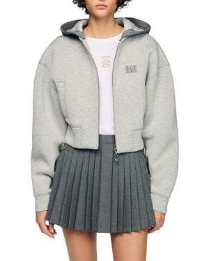 Sandro Jake Embroidered Hoodie - Grey