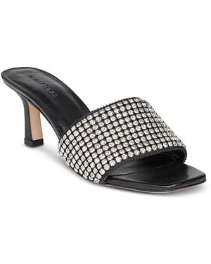 Whistles Adella Square Toe Diamante Mid Heel Sandals - Black