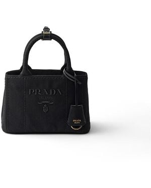 Prada Jardiniere Cotton Canvas Mini-Bag - Black