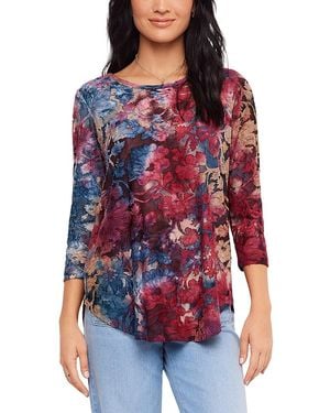 Karen Kane Tie Dye Burnout Shirttail Hem Top - Red