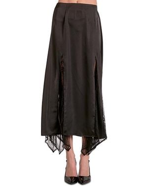 Elan Lace Trim Midi Skirt - Black