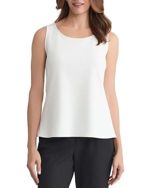 Ming Wang Stretch Deco Crepe Scoop Neck Tank - White