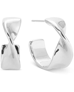 Ettika Twist Square Small Hoop Earrings - Metallic