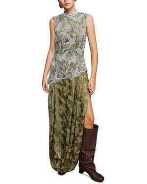 ALÉMAIS Winifred Lace Bodice Draped Hem Dress - Metallic