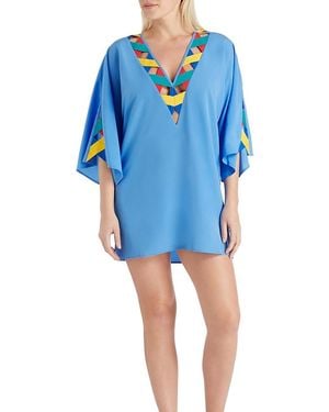 VALIMARE Mallorca Cross Bandage Cover-Up Tunic Dress - Blue