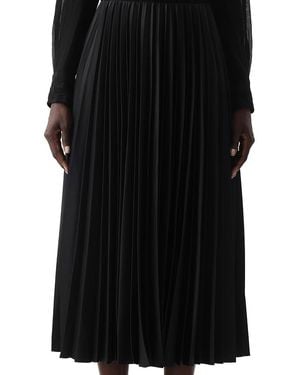 Jason Wu Crepe Satin Pleated Midi Skirt - Black