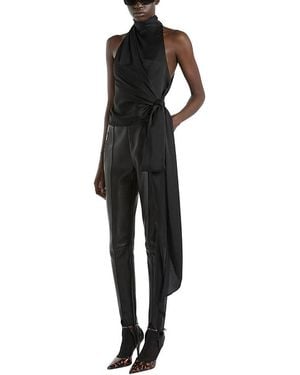 Balmain Open-Back Silk Chiffon Top - Black