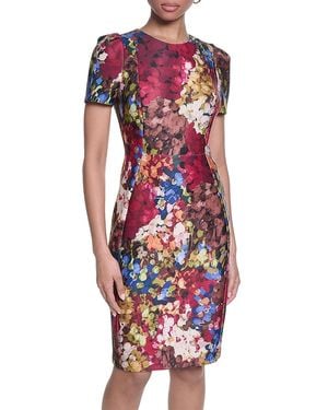KARL LAGERFELD Printed Puff Sleeve Sheath Dress - Red
