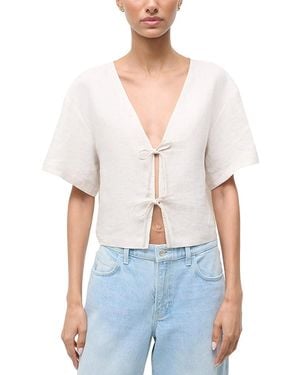 STAUD Ava Linen Top - White