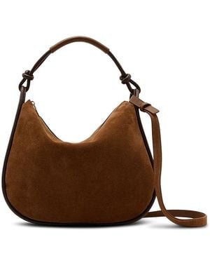 Reiss Aurelie Suede & Leather Shoulder Bag - Brown