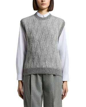 Peserico Wool Blend Boucle Vest - Gray