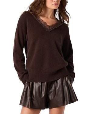 Astr Jadyn Wool Lace Trim Sweater - Brown