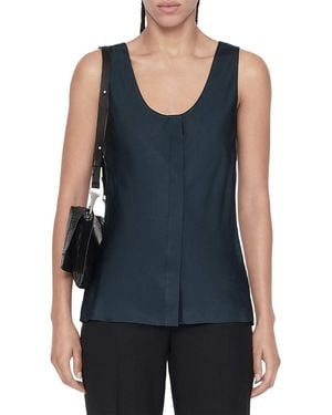 AllSaints Milla Sleeveless Button Front Top - Blue