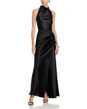 Aqua Draped Halter Gown - Black