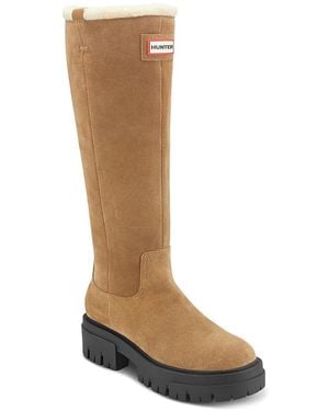 HUNTER Gianias Suede Waterproof Knee High Boots - Brown