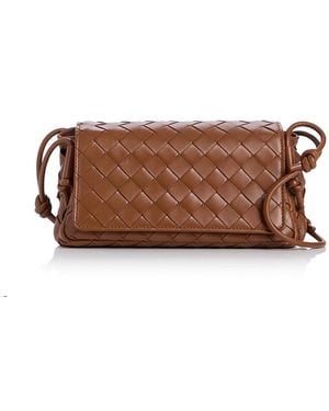 Bottega Veneta Notturno Intrecciato Leather Pouch - Brown