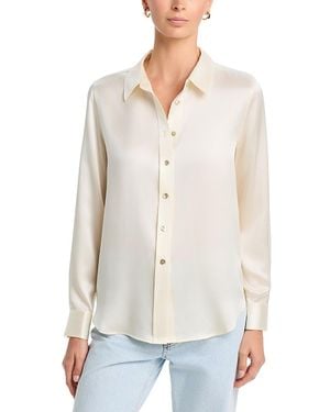 Johnny Was Silk Collared Button Up Shirt - White