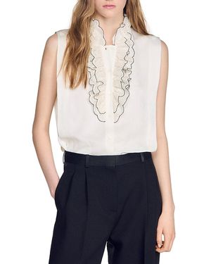 Sandro Ruffled Shirt - Blue