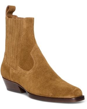 PAIGE Greta Suede Western Chelsea Boots - Brown