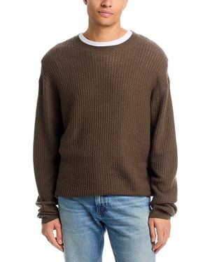 FRAME Textured Wool Crewneck Sweater - Brown