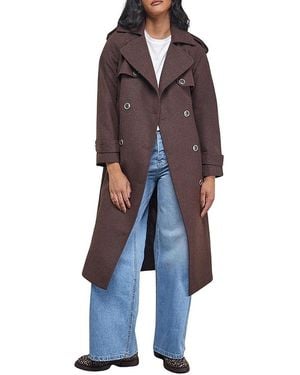 Warehouse Wool Mix Belted Trench Coat - Blue