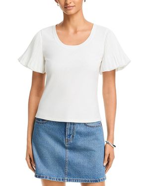 Tahari Scoop Neck Top - White