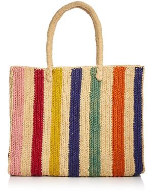 Aqua Raffia Tote - Red
