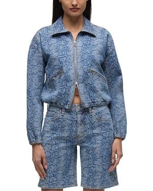 Hudson Jeans Cropped Zip Jacket - Blue